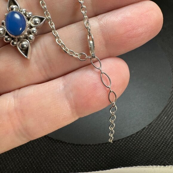 VTG Sterling Silver 925 Blue Howlite 18-20" Adjustable Length Chain - Picture 4 of 11